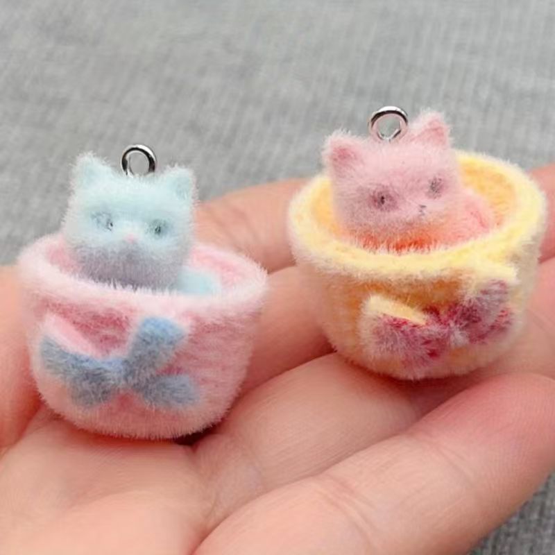 Jewelry Making - Pendentif chat en résine pelucheuse 3D,