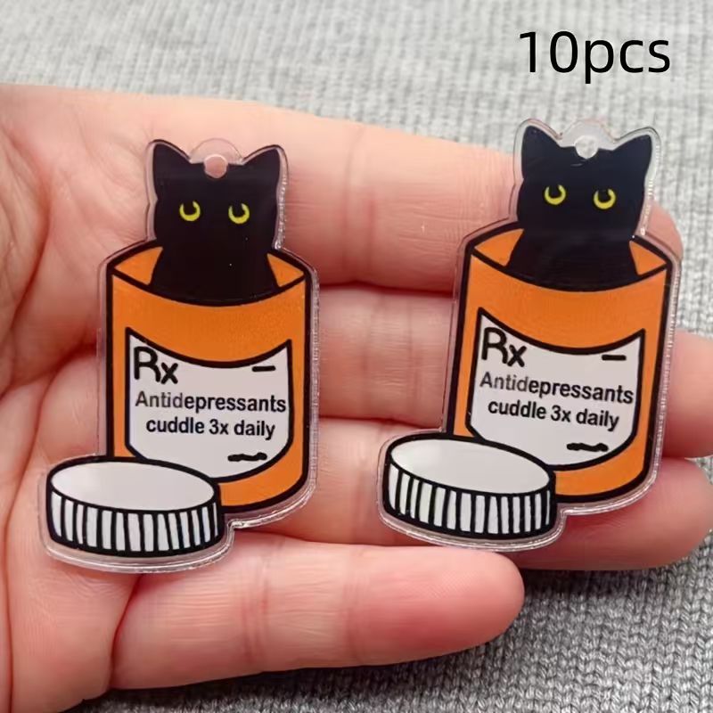Jewelry Making - Pendentif chat en acrylique, 10 pièces,