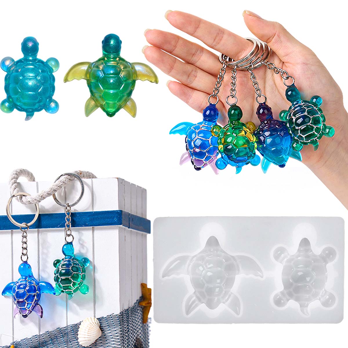 Jewelry Making Uv Resin Kit - Porte-clés tortue de mer 3D, moule