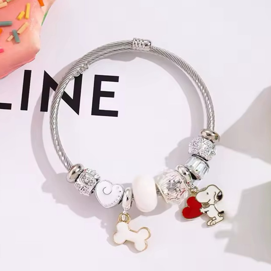 Bracelet perlé Snoopy motif cœ - Jewelry Making Metals avis et prix