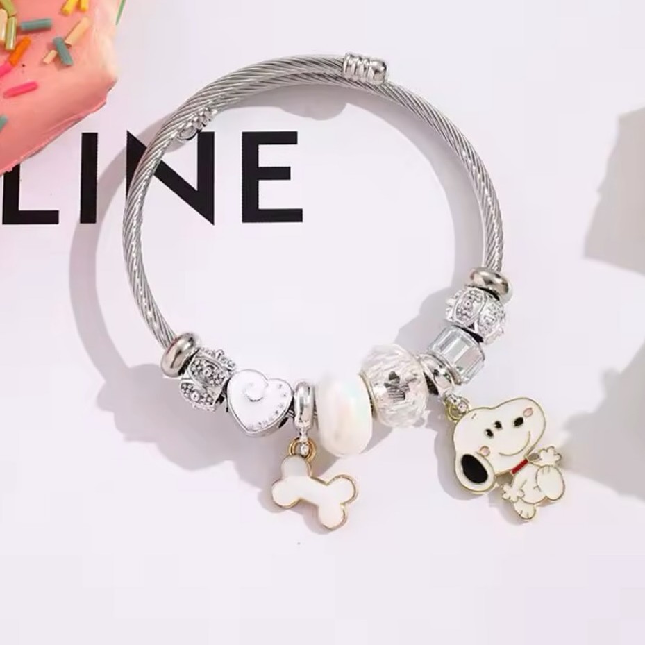 Bracelet perlé Snoopy motif cœ - Jewelry Making Metals avis et prix